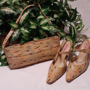 SALSERO Multi Beige Shoe and Matching Purse, SZ 11